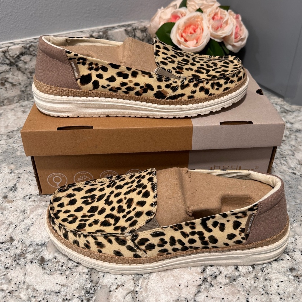 Hey Dude Lena Leopard Print Slip-On Shoes